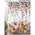 thumbnail image 2 of Fall Shower Curtain Orange Green Pumpkin Leaves Shower Curtains for Bathroom Thanksgiving Decor, Waterproof Polyester Shower Curtain Set with Hooks, Standard Size 66" x 72" Farmhouse, 2 of 6