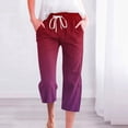 thumbnail image 2 of XFHLMJFF Women's Casual Pants Summer Relaxed Fit Elastic Waist With Pocket Ladies Spring Fall Tie Dye Gradient Colorful Lace Up Capri Chic Trousers, 2 of 4