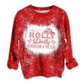thumbnail image 1 of Qertyioot Femmes Mode Noël Impression Sweat-Shirt, Manches Longues Casual Col Rond Pull Tops, 1 of 2
