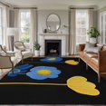 thumbnail image 2 of Spring Flower Large Area Rugs 6x9 ft Pastoral Watercolor Blue Yellow Floral Green Leaf Black Washable Rug Non Slip Indoor Carpet Absorbent Floor Mat for Living Room Bedroom Dining Room, 2 of 9
