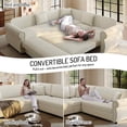 thumbnail image 5 of FFH 88.2" Sectional Sofa with Pull Out Bed, Convertible Sleeper Sofa, 5 Seater Chenille Couch for Living Room, Beige, 5 of 12