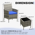 thumbnail image 2 of EastVita 3 Piece Patio Set PE Rattan Patio Conversation Set with 2 Chairs and 1 Coffee Table Outdoor Patio Furniture Set for Patio Front Porch Balcony Bistro - Grey, 2 of 8