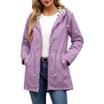 thumbnail image 3 of Womens Windbreaker Jacket Waterproof Hooded Plus Size Long Sleeve Solid Color Zip Up Casual Rain Jacket Outdoor Sport Raincoat with Pockets, 3 of 10
