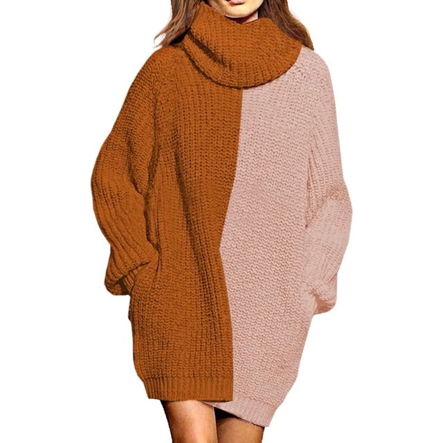 LAICAIW Robe Chandail Longue Ample à Col Roulé Oversize pour Femmes
