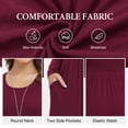 thumbnail image 5 of Asklazy Women's Long Sleeve Loose Plain Maxi Dresses Casual Long Dresses with Pockets,Mother's Day,Long Sleeve Wine Red,L, 5 of 9