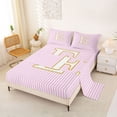 thumbnail image 2 of Erosebridal Gold Initial Letter E Queen Sheet Sets for Kids, Pink Stripes Bed Set, 4 Pieces, 2 of 5