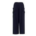 thumbnail image 7 of Babysbule Women High Waist Casual Wide Leg Long Pants Women's Casual Loose Baggy Pocket Pants Fashion Playsuit Trousers Overalls Cotton And Linen Pants, 7 of 7