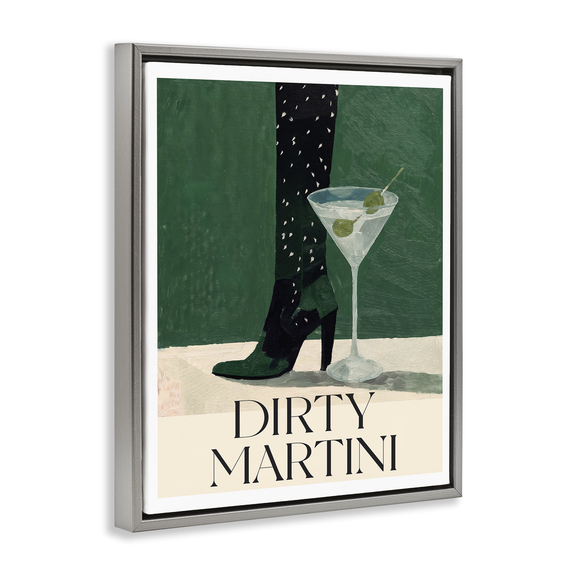 Stupell Industries Dirty Martini Stylish Heel Gray Framed Floater Canvas Wall Art, design by Lettered and Lined
