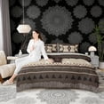 thumbnail image 4 of Erosebridal Bohemian Aztec Bedding Comforter Set, Brown Black Aesthetic Full Bedding Set, Gray Reversible 7-Piece, 4 of 6