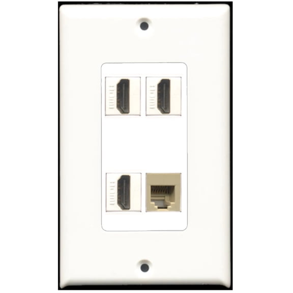 Ultra Spec Cables 3 Port HDMI 1 Port Phone RJ11 RJ12 Beige Wall Plate DecorZ