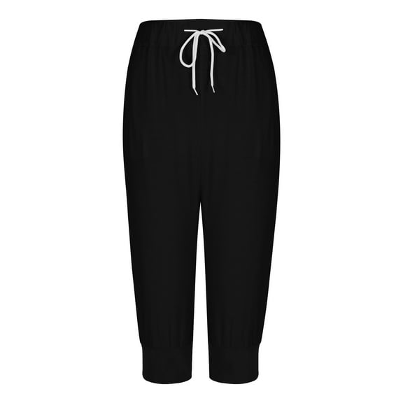 Posijego Women's Capri Sweatpants Comfort Elastic Waist Cropped Joggers Athletic Running Capris with Pockets