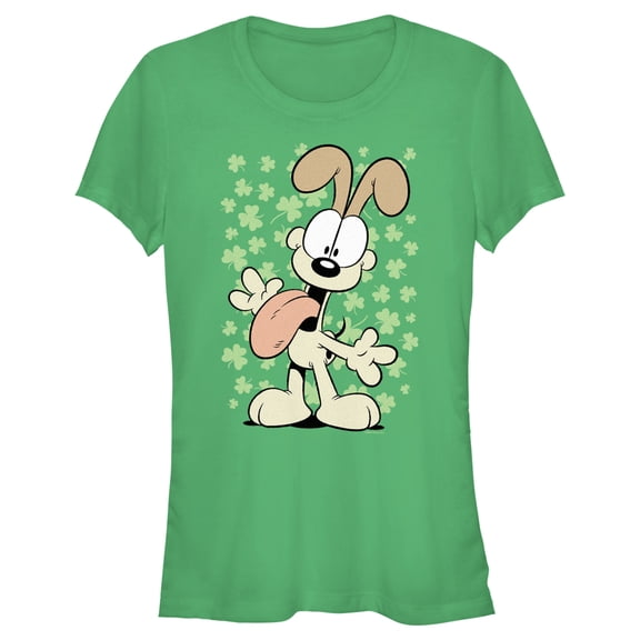 Junior's Garfield St. Patrick's Day Odie Lucky Shamrocks Graphic T-Shirt