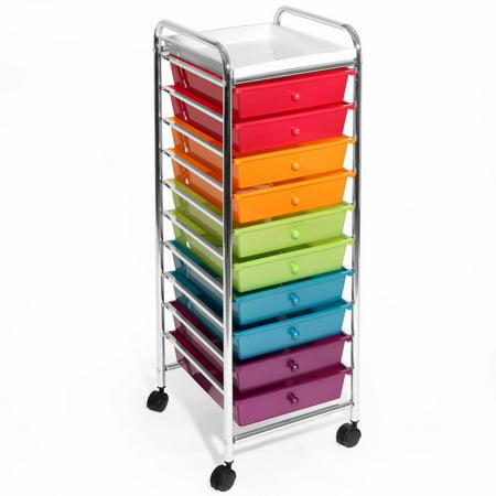 10-Drawer Organizer Cart w/ Wheels, Pearl Multi-Color by Seville