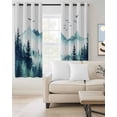 thumbnail image 3 of Blackout Curtains for Bedroom, Turquoise Forest Room Darkening Window Drapes for Living Room, Mountains Birds Fog Tree Scenery Thermal Insulated Grommet Curtains, 42x84 inch, 2 Panels, 3 of 9