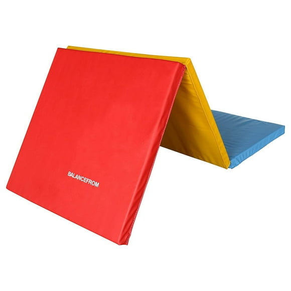 BalanceFrom 6ft x 2ft x 1.5in 3-Panel All-Purpose Folding Gymnastics Mat, Multicolored