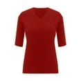 thumbnail image 5 of WTXUE T-Shirts Short Sleeve, Crew Neck Shirts for Women's Sweater Sweater Sweater V Neck Loose Base T Shirt Top Cotton Solid, Crochet Tops | Casual for Women Red XL, 5 of 10