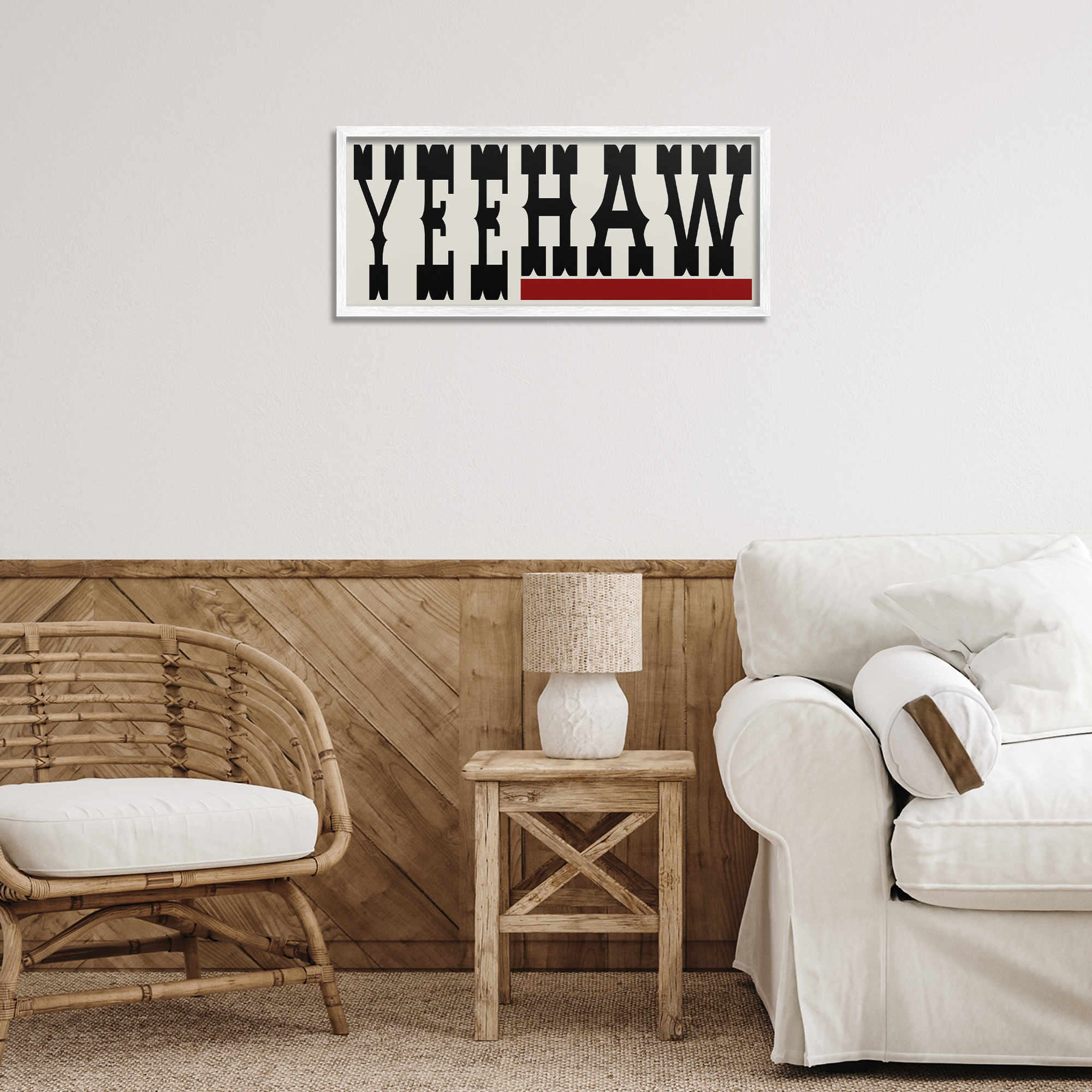 Stupell Industries Yeehaw Western Word Typography Painting White Framed Art Print Wall Art, 24 x 10