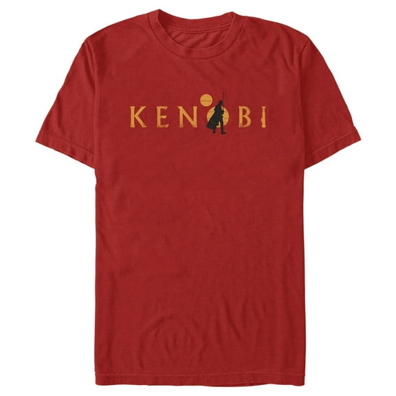 Men's Star Wars: Obi-Wan Kenobi Silhouette Kenobi Two Suns Graphic Tee Red Small