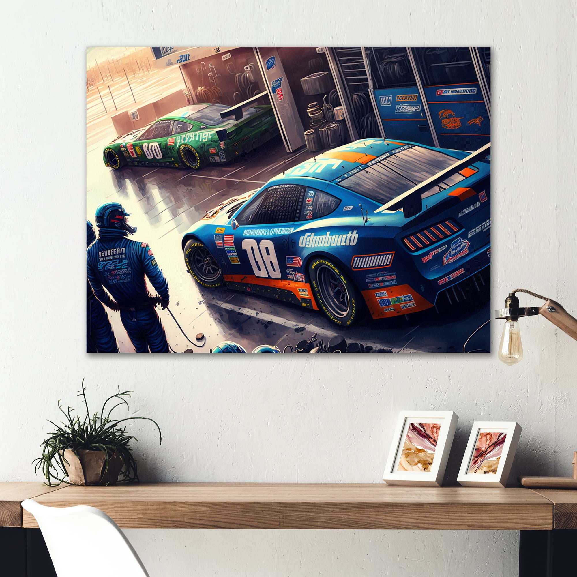 Designart Stock Car Pit Stop IV Canvas Wall Art