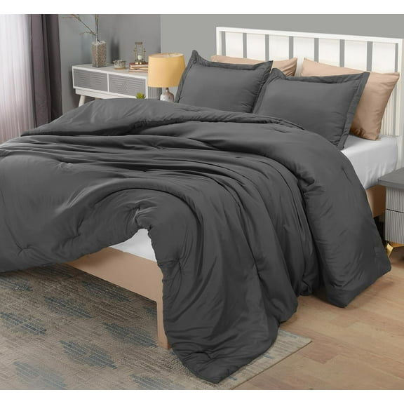 Queen Comforter Set Grey, Comforters Queen Size 3 Pieces Bedding Comforters Sets, Down Alternative Soft Bed Set, 1 Comforter (88 x 88 inches) 2 Pillow Shams (20 x 26 inches)