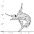 thumbnail image 2 of 40mm 925 Sterling Silver Rhodium Plated Polished Textured Marlin Animal Sealife Fish Pendant Necklace Pendant for Women, 2 of 2