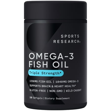 Sports Research Omega-3 Wild Alaskan Fish Oil 1250mg/Capsule  180ct