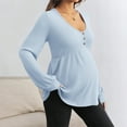thumbnail image 5 of Eltusu Women Maternity Long Sleeve Tops, Solid Color V-Neck Pullover Comfort Pregnancy Clothes Blue Size XL, 5 of 7