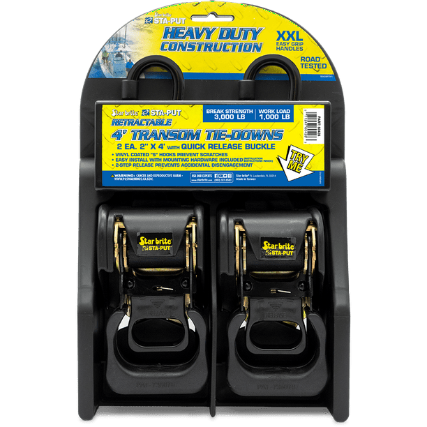 Star Brite HeavyDuty Retractable Transom Tie Downs For Boat Trailers