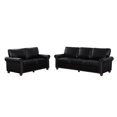 thumbnail image 6 of 2 Piece Living Room Sofa Set, PU Leather Chesterfield Sofa Loveseat+3 Seater Sofa Couch with Hidden Storage and Wooden Legs, Modern Sectional Sofa Set for Apartment Office, Black, 6 of 9