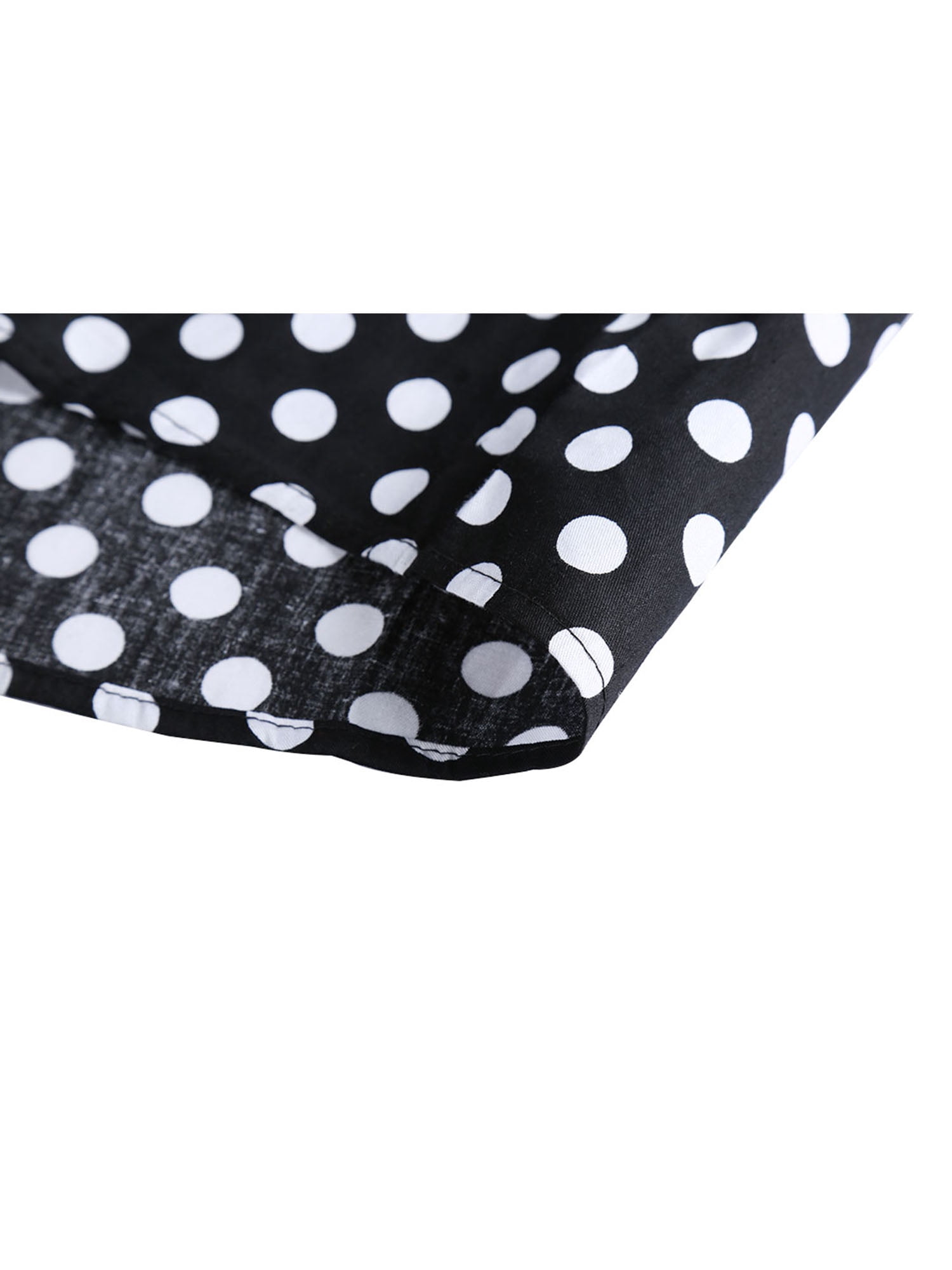 Unique Bargains Men's Long Sleeve Button Slim Polka Dots Shirt 46 Black