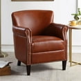 thumbnail image 4 of Home Square Nail Head Trim Faux Leather Club Chair in Caramel - Set of 2, 4 of 9