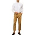 thumbnail image 2 of INSPIRE CHIC Plaid Cropped Pants for Men's Slim Fit Business Checked Slacks Brown 32, 2 of 5