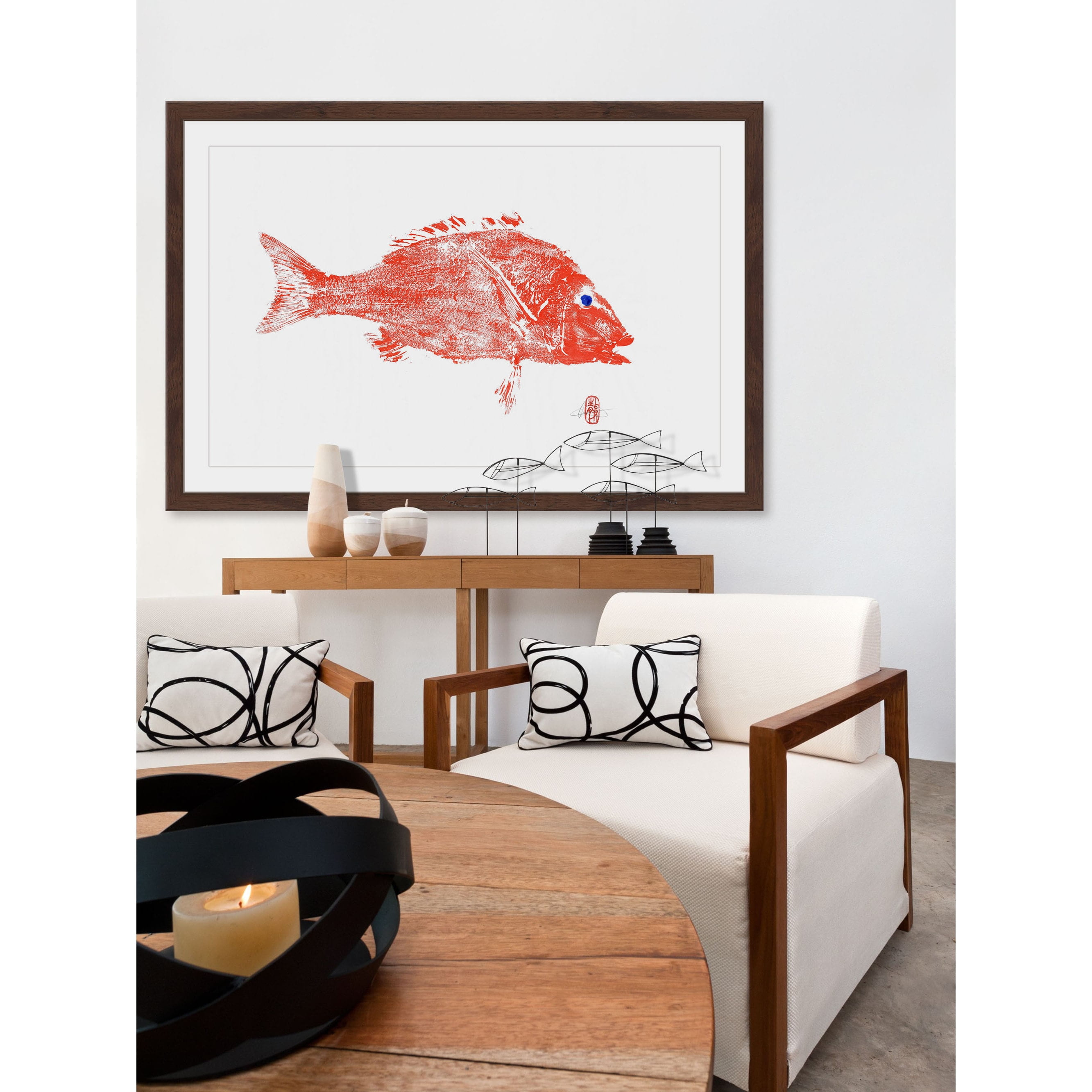 "Big Red Fish" Framed Painting Print