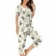 thumbnail image 2 of Sexy Pijama Conjunto para las Mujeres, Cuello Redondo Blusa de Manga Corta Y Pantalones, Traje de Moda Casual, 2 of 9