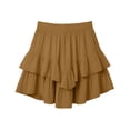 thumbnail image 7 of akafmk Womens Short Skirts Solid Boho Tiered Ruffle Elastic High Waist Flowy Casual A-Line Skirt Summer Beach Vacation, 7 of 7