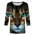 thumbnail image 4 of Blouses pour Femmes Mode Imprimé de Pâques T-shirt Ample Mi-Longueur Manches 3/4 Blouse Col Rond Hauts Décontractés Blouses pour Femmes en Liquidation, 4 of 5