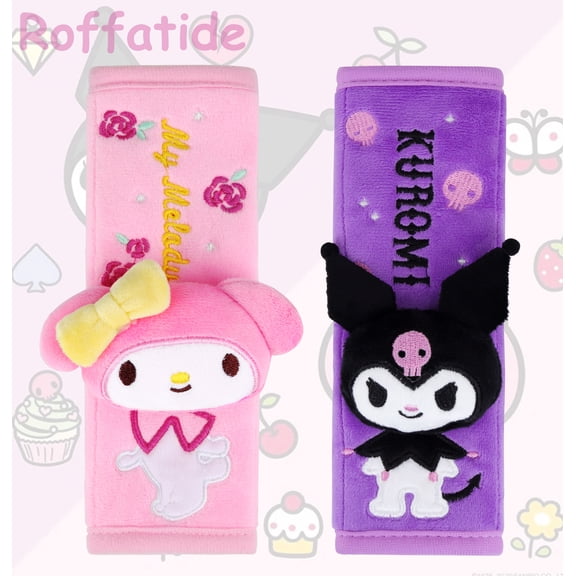 Roffatide Anime Cinnamoroll Car Seatbelt 2 Piece Plush Shoulder Pad Covers