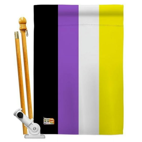 Americana Home & Garden AA-ST-HS-148016-IP-BO-D-US18-AG 28 x 40 in. Nonbinary Flag Inspirational Support Impressions Decorative Vertical Double Sided House Set & Pole Bracket Hardware Flag Set