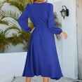 thumbnail image 5 of ShomPort Women's Long Sleeve Maxi Dresses Casual Crewneck Solid Color Flowy Long Dress with Pocket, 5 of 9