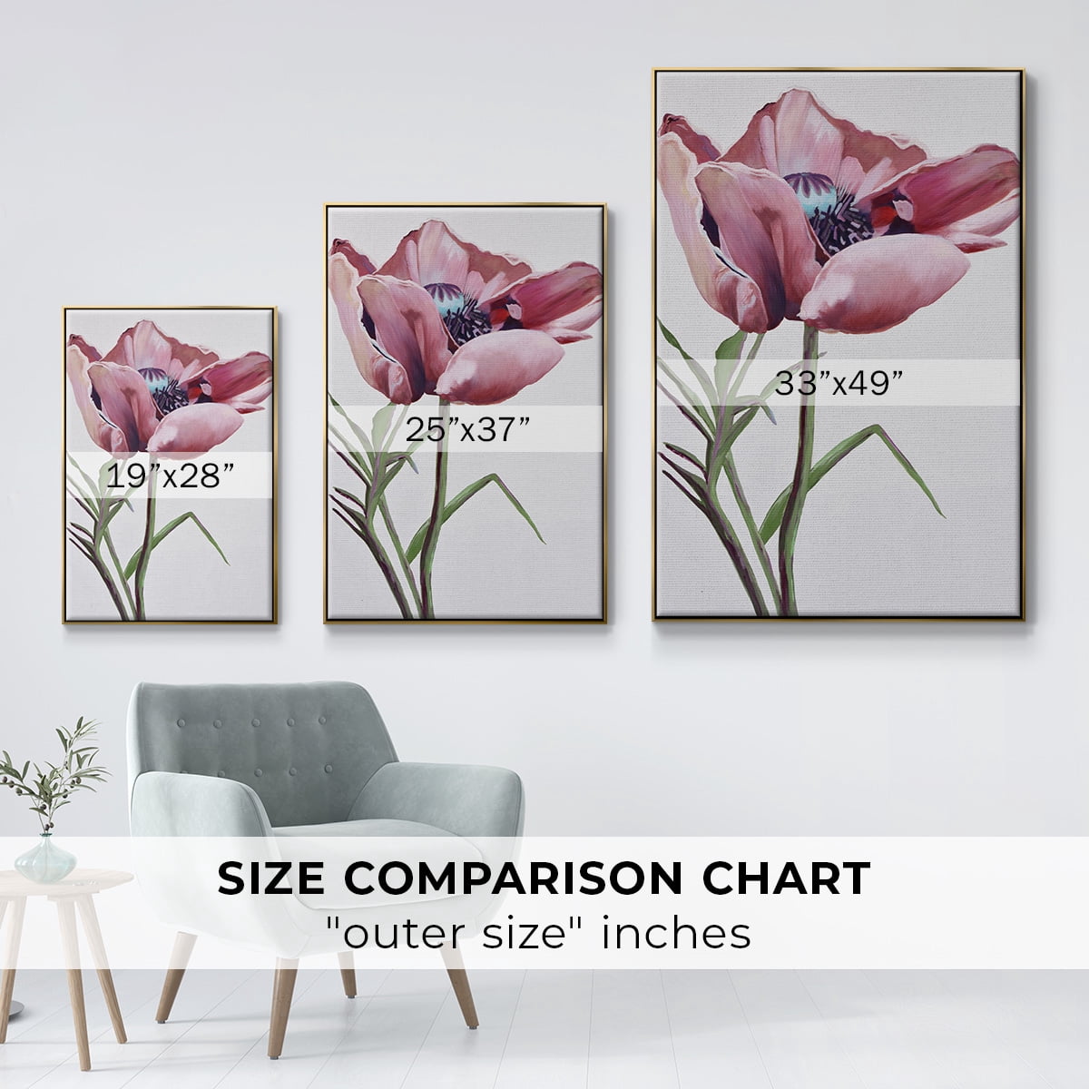 Paris Poppy Framed Premium Gallery Wrapped Canvas - Ready to Hang - 17 x 25 - Gold Floating Frame