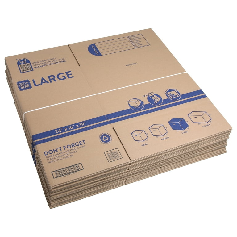 Pen+Gear Large Recycled Moving and Storage Boxes, 24 in. L x 16 in. W x 19  in. H, Kraft, 25 Count