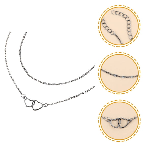 ETEREAUTY 2-Pack Couples Promise Bracelets Alloy Heart Charm and Comfortable Jewelry Set