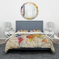 thumbnail image 2 of Designart 'Vintage World Map Watercolor' Large Map Duvet Cover Set, 2 of 4