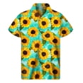 thumbnail image 5 of Camisa con estampado 3D de girasoles a la moda para hombre, camisas hawaianas con estampado floral, blusa de manga corta con botones y solapa de estilo urbano para mujer, 5 of 5