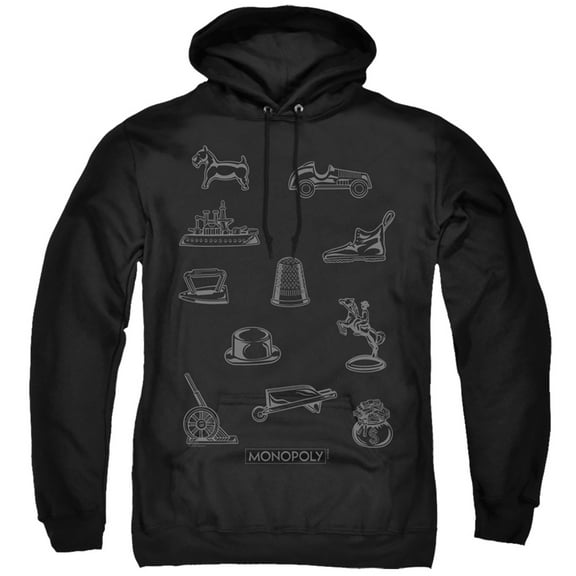Monopoly Token Adult Pullover Hoodie Sweatshirt Black