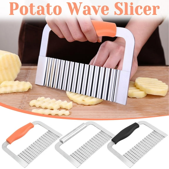Outoloxit Stainless Steel Crinkle Cutter for Wavy French Fries, Multifunctional Chip Knife with Wood Handle, Easy-Clean Potato Slicer for Kitchen, Perfect for Home Chefs and Fast Meal Prep