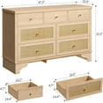 thumbnail image 3 of Twister.CK 7 Drawers Dresser for Bedroom, 47.3'' Wide Wood Chest of Drawers with Natural Rattan Drawers, Drawer Organizer for Living Room, Entryway and Hallway, Natural, 3 of 8