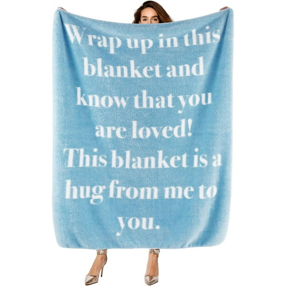 Get Well Gifts for Women - After Surgery Blanket with Inspirational Words Sympathy Gift for Elderly Adults Hug Soft Fleece Healing Blanket Blue 50x60 Inch