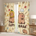 thumbnail image 2 of Homewish Cute Capynara Kapibara Curtains Pack of 2 (42x84 Each),Geometric Striped Line Curtains Blackout,Brown Beige Bedroom Curtains For Kids,Super Cozy Room Decor, 2 of 6