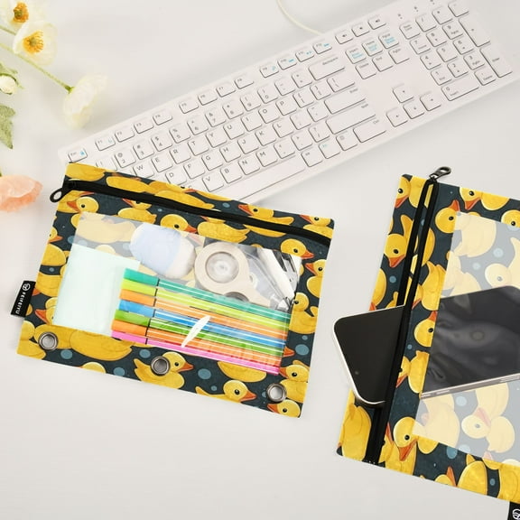 Ducks Toy 2 Pack Pencil Pouches Zipper Pencil Case 3 Ring Pencil Pouch Cosmetic Bag